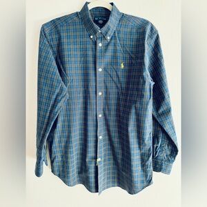 Ralph Lauren Blue and Yellow Checkered Men's Shirt, Size XL (20)